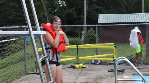 Youth Waiting to Jump in the Pool