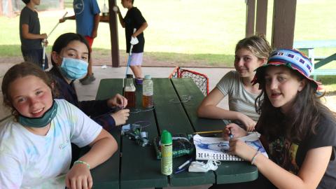 Youth Sitting at Picnic Table
