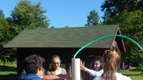 Youth working on a training project together. 