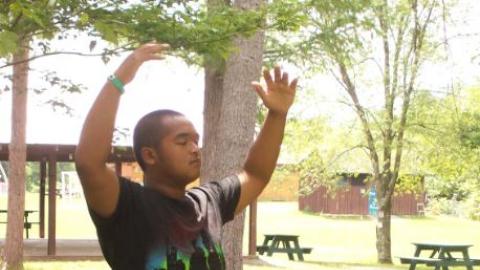 Youth practicing Tai Chi. 