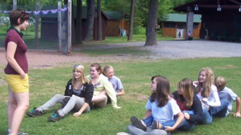 Youth working on a bonding activity. 