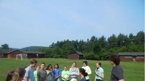 Youth playing a ball game. 